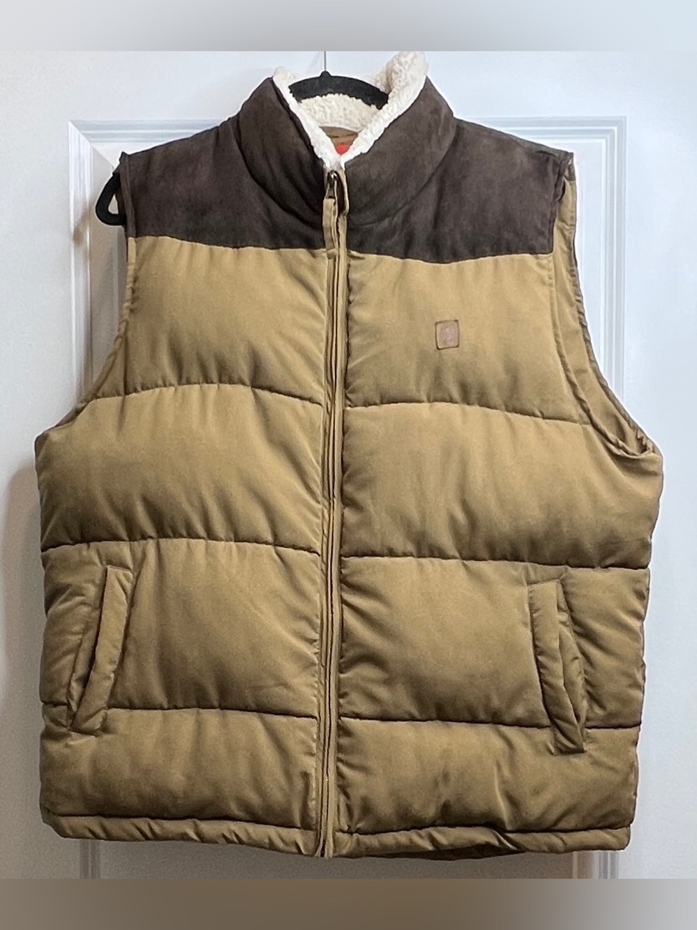 Coleman Men's Brown Quilted Sherpa Lined Puffer Vest Large